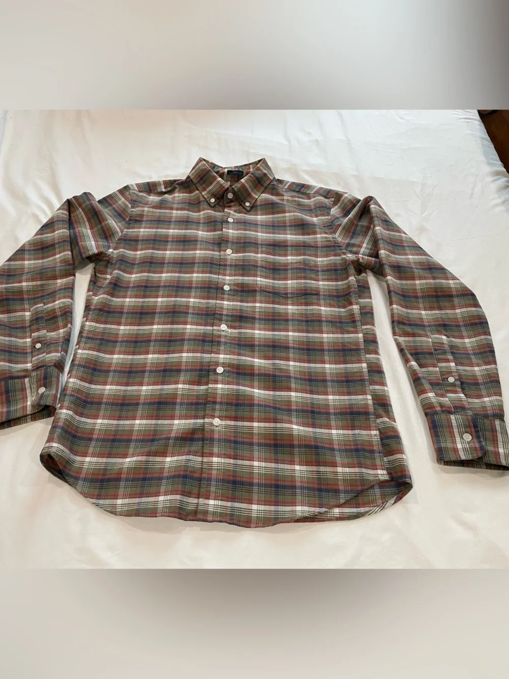 J Crew Men's Plaid Button-Down Slim Oxford Shirt Long Sleeve